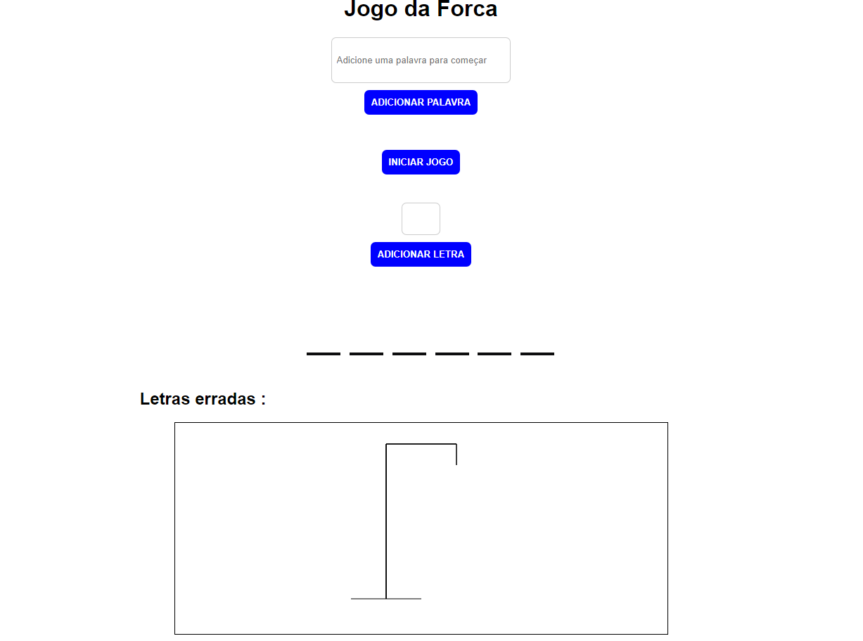 Tela inicial do projeto de Jogo da Forca